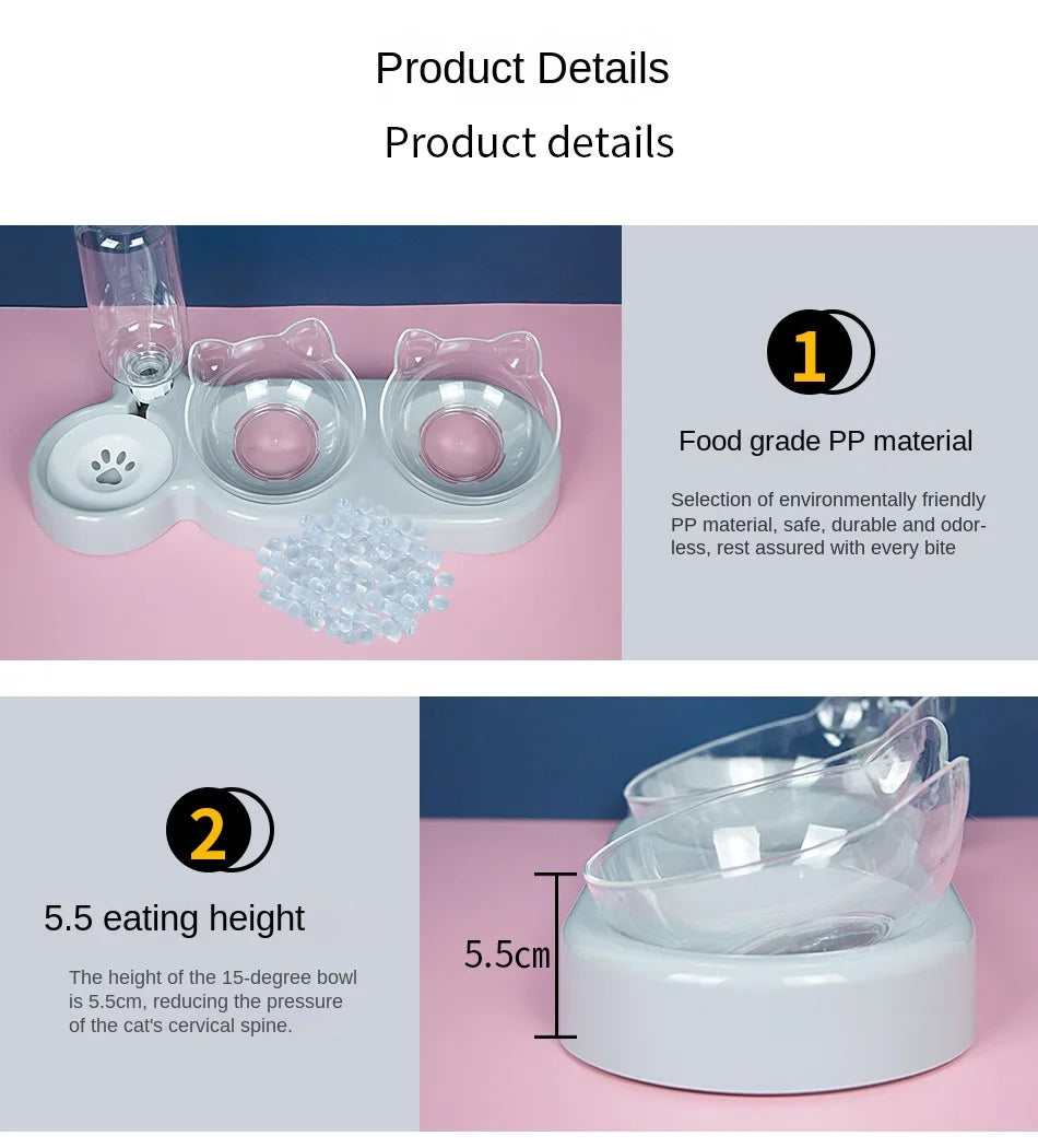Pawfectly Elevated Double Feeding Bowls for Cats & Dogs 🐾🍽️