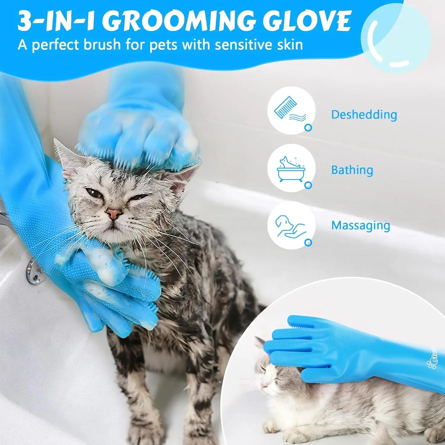 Pawfectly Super-Soft Silicone Grooming Gloves for Cats & Dogs 🐾🧤