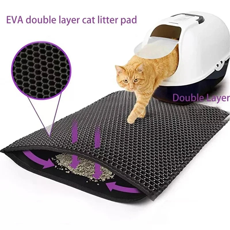 Pawfectly Double-Layer Waterproof Litter Mat with Bonus Non-Slip Pad Gift 🐾✨