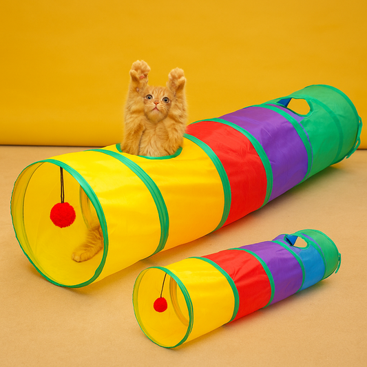 Pawfectly Collapsible Cat Tunnel Toy for Kitty & Puppy Play 🐾🏰