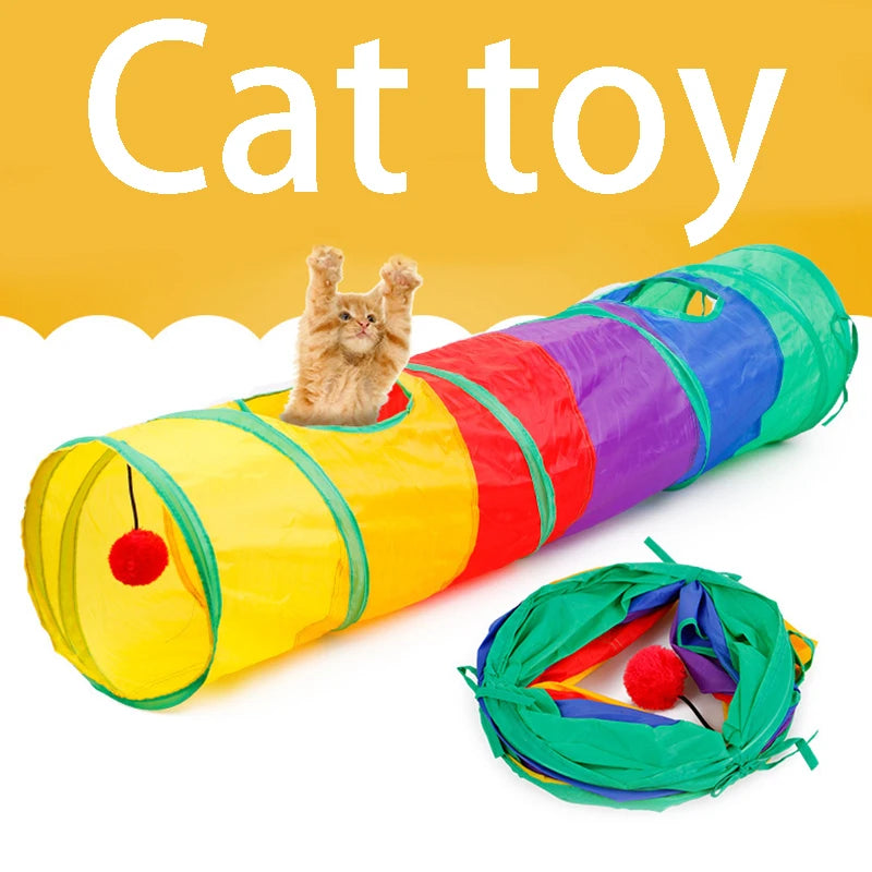 Pawfectly Collapsible Cat Tunnel Toy for Kitty & Puppy Play 🐾🏰