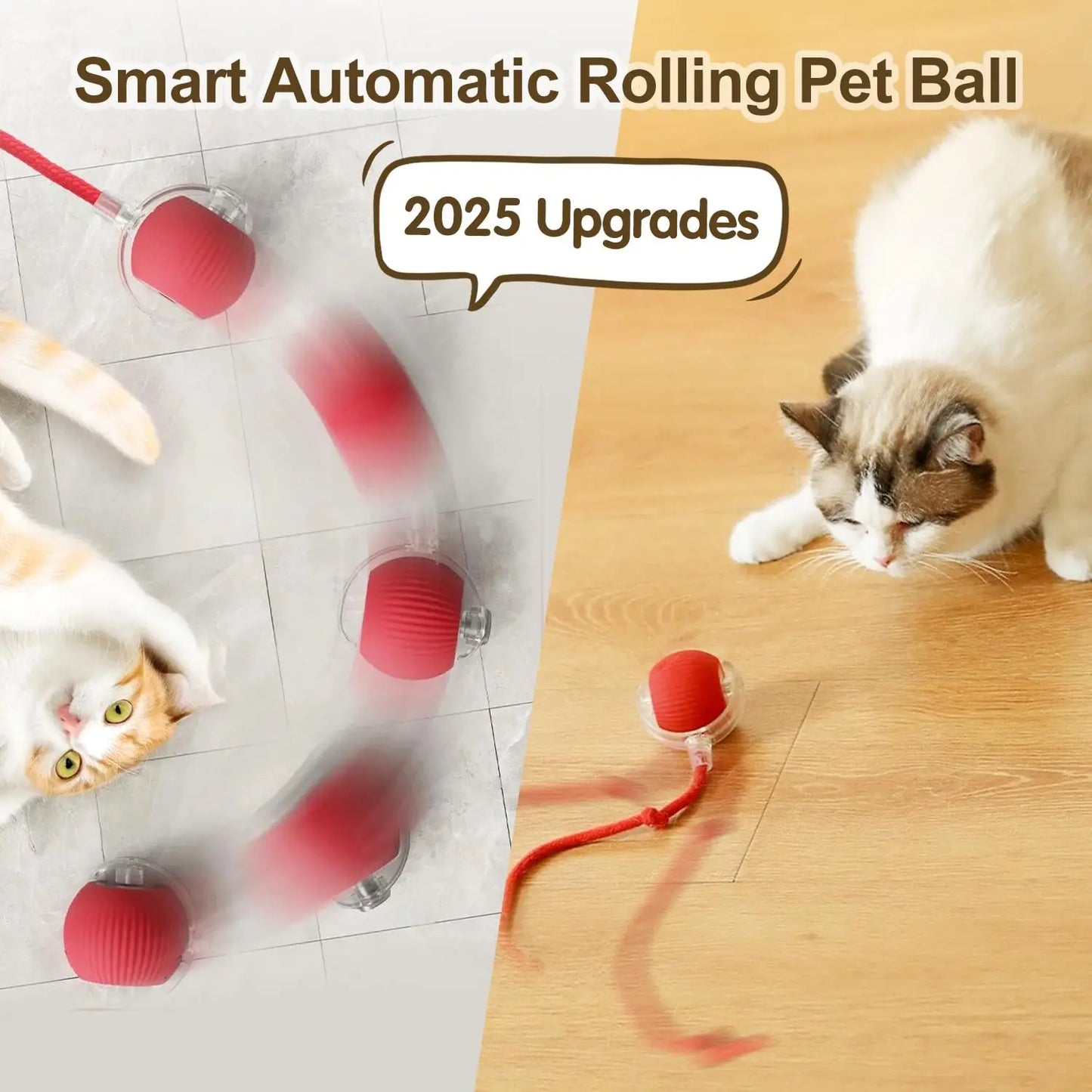 Pawfectly Smart Rolling Ball with Tail — Interactive Rechargeable Cat Toy 🐾🤖