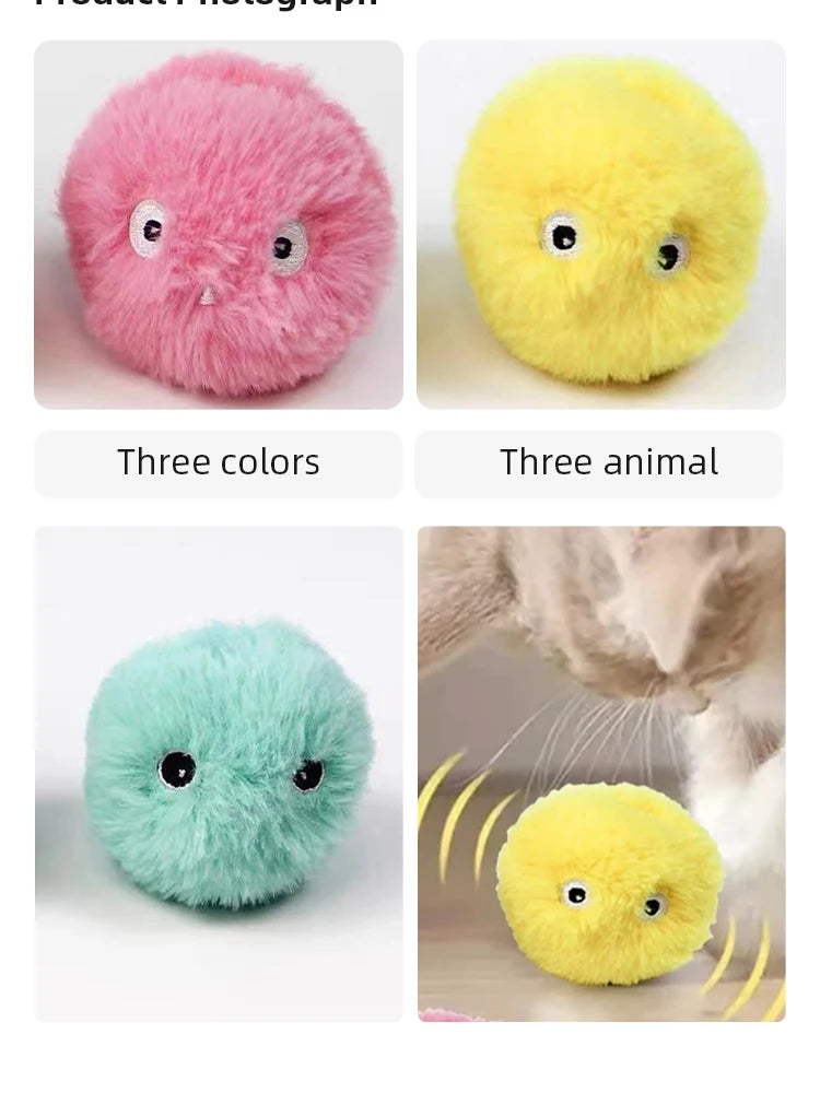 Pawfectly Interactive Catnip Squeaky Plush Ball Toy 🐾🔔