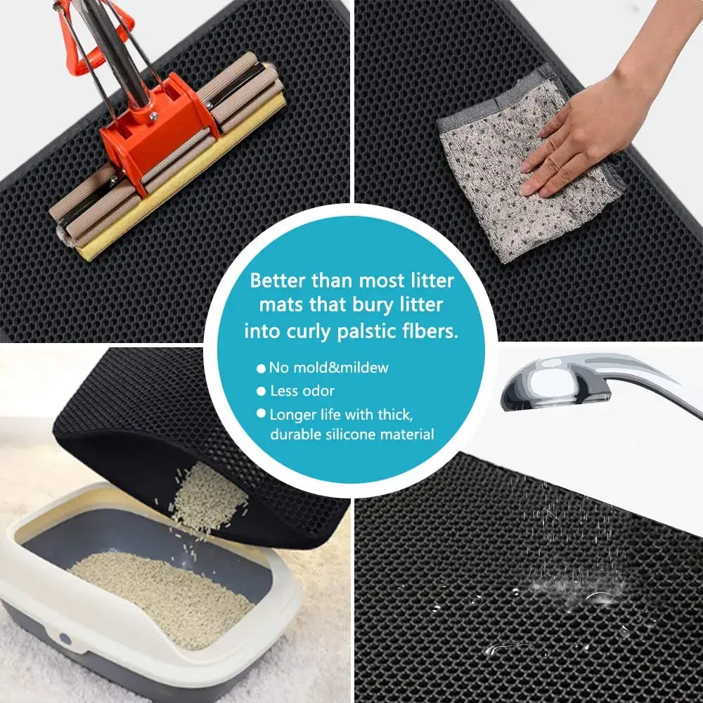 Pawfectly Double-Layer Waterproof Litter Mat with Bonus Non-Slip Pad Gift 🐾✨