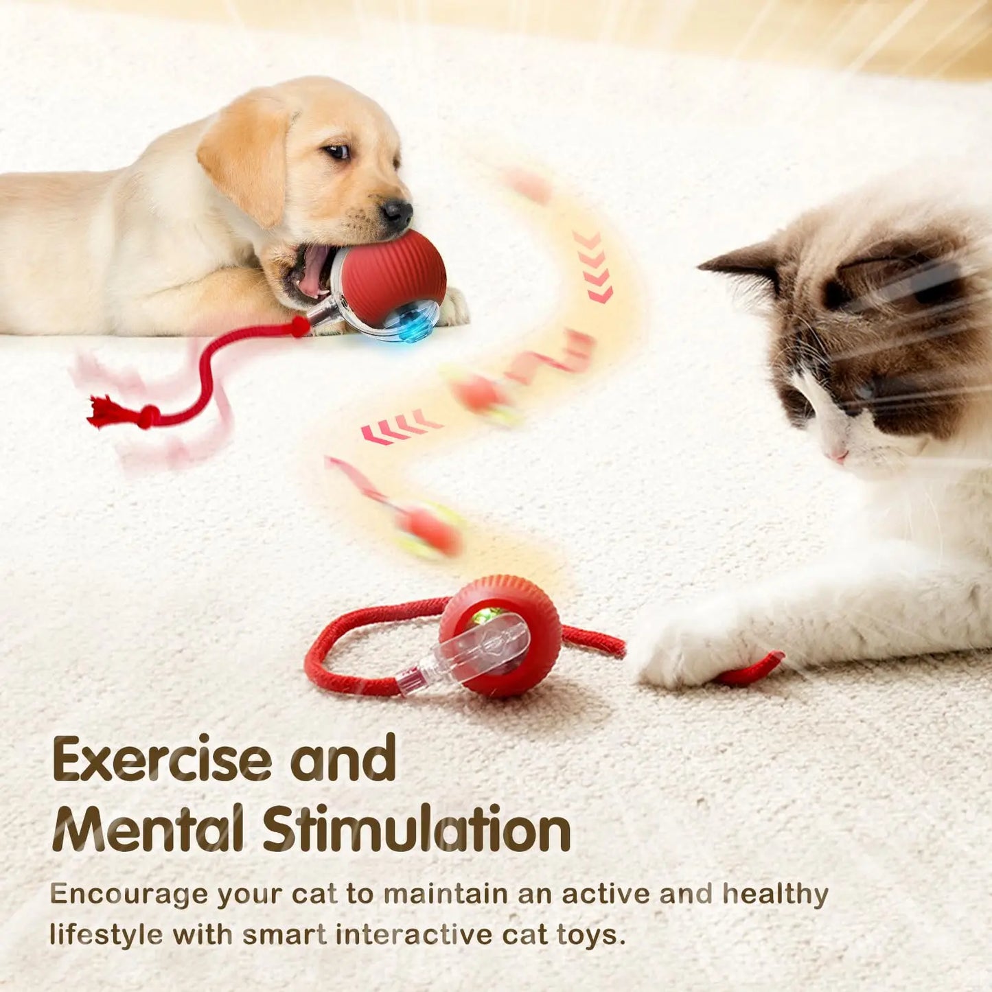 Pawfectly Smart Rolling Ball with Tail — Interactive Rechargeable Cat Toy 🐾🤖