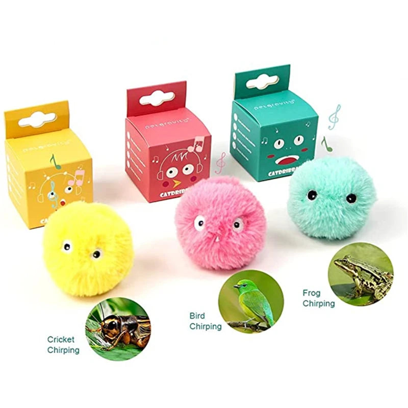 Pawfectly Interactive Catnip Squeaky Plush Ball Toy 🐾🔔