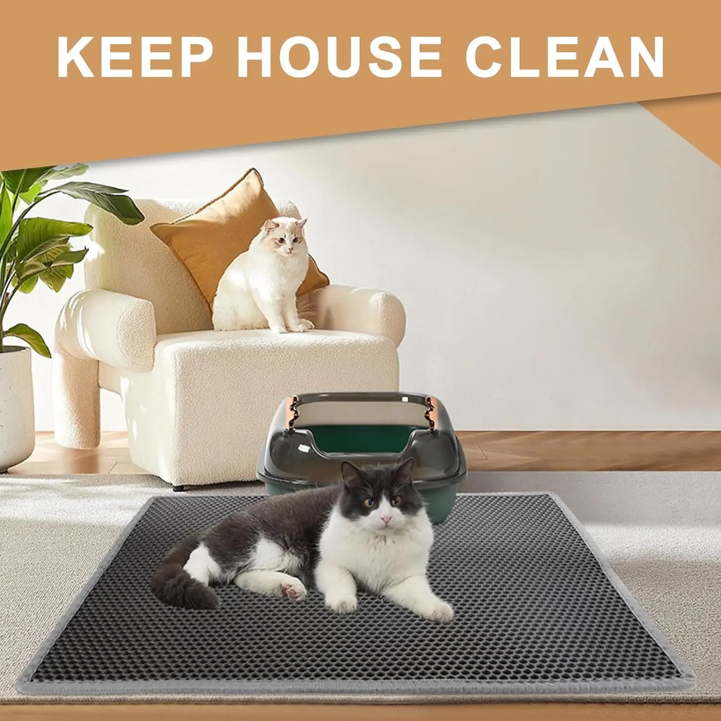 Pawfectly Waterproof Double-Layer Litter Mat for Cats & Dogs 🐾✨