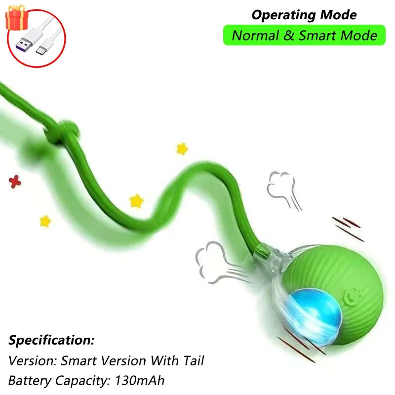 Pawfectly Smart Rolling Ball with Tail — Interactive Rechargeable Cat Toy 🐾🤖