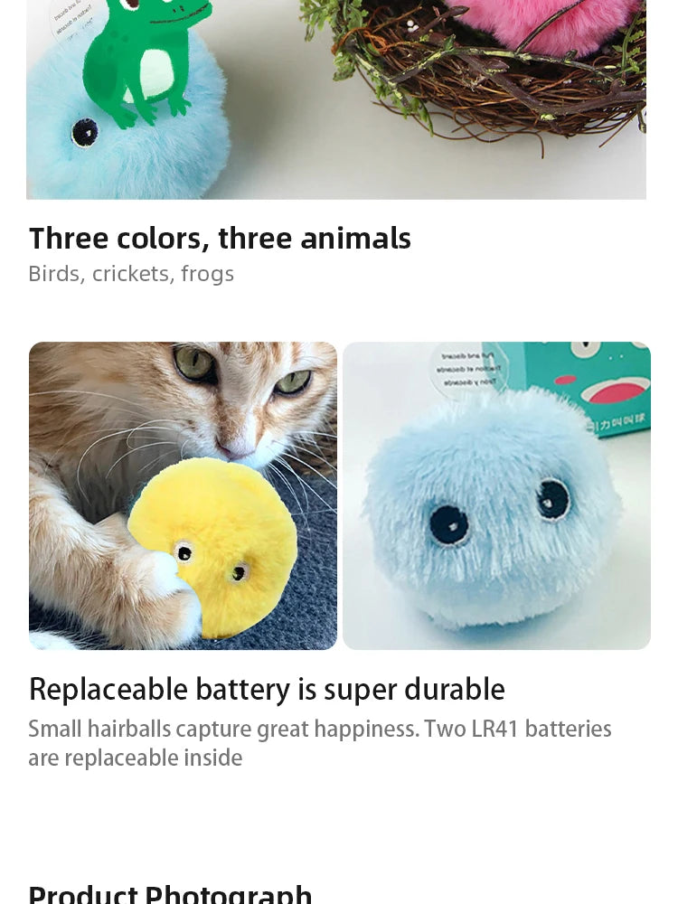 Pawfectly Interactive Catnip Squeaky Plush Ball Toy 🐾🔔