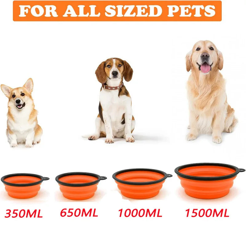 Pawfectly Foldable Silicone Travel Bowl with Carabiner – 2-in-1 Food & Water Dispenser 🐾🍽️