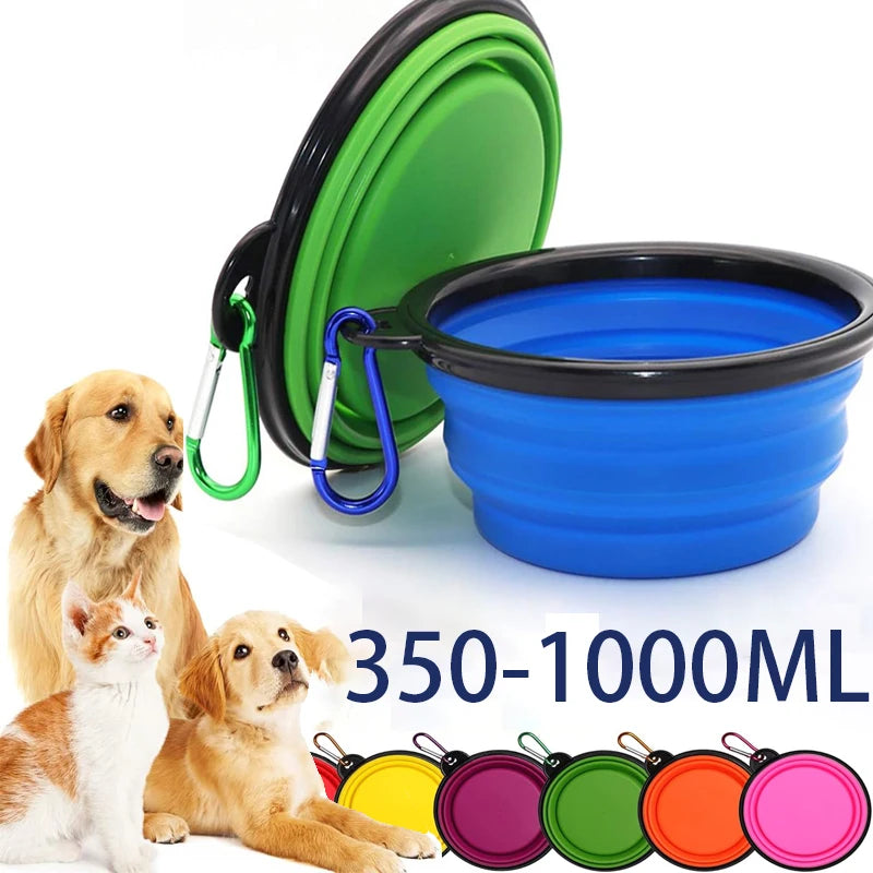 Pawfectly Foldable Silicone Travel Bowl with Carabiner – 2-in-1 Food & Water Dispenser 🐾🍽️