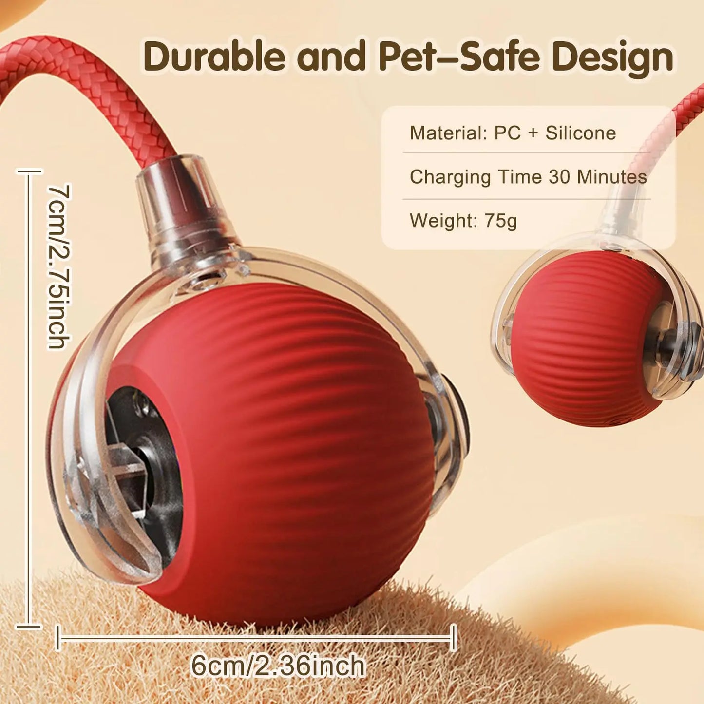 Pawfectly Smart Rolling Ball with Tail — Interactive Rechargeable Cat Toy 🐾🤖