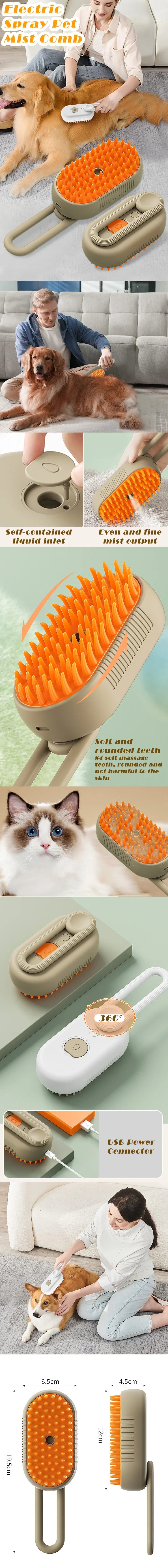 Pawfectly 3-in-1 Steam Spray Massage Comb for Pets 🐾🌿