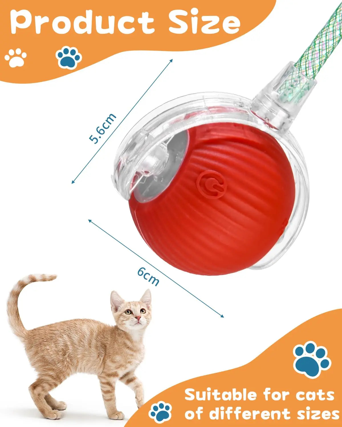 Pawfectly Smart Rolling Ball with Tail — Interactive Rechargeable Cat Toy 🐾🤖