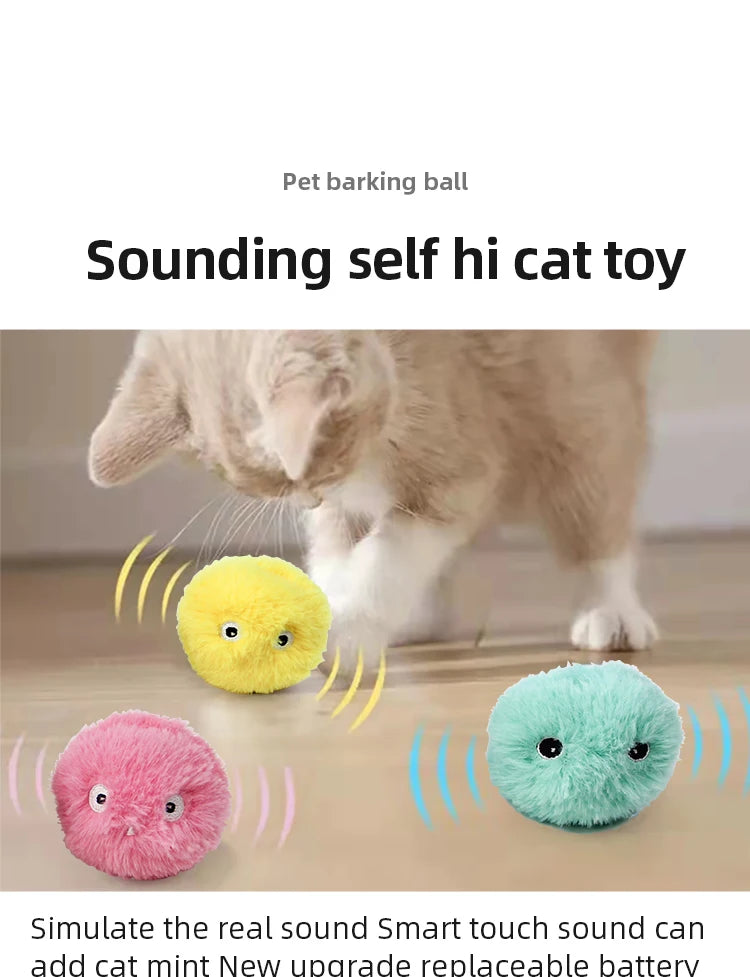 Pawfectly Interactive Catnip Squeaky Plush Ball Toy 🐾🔔
