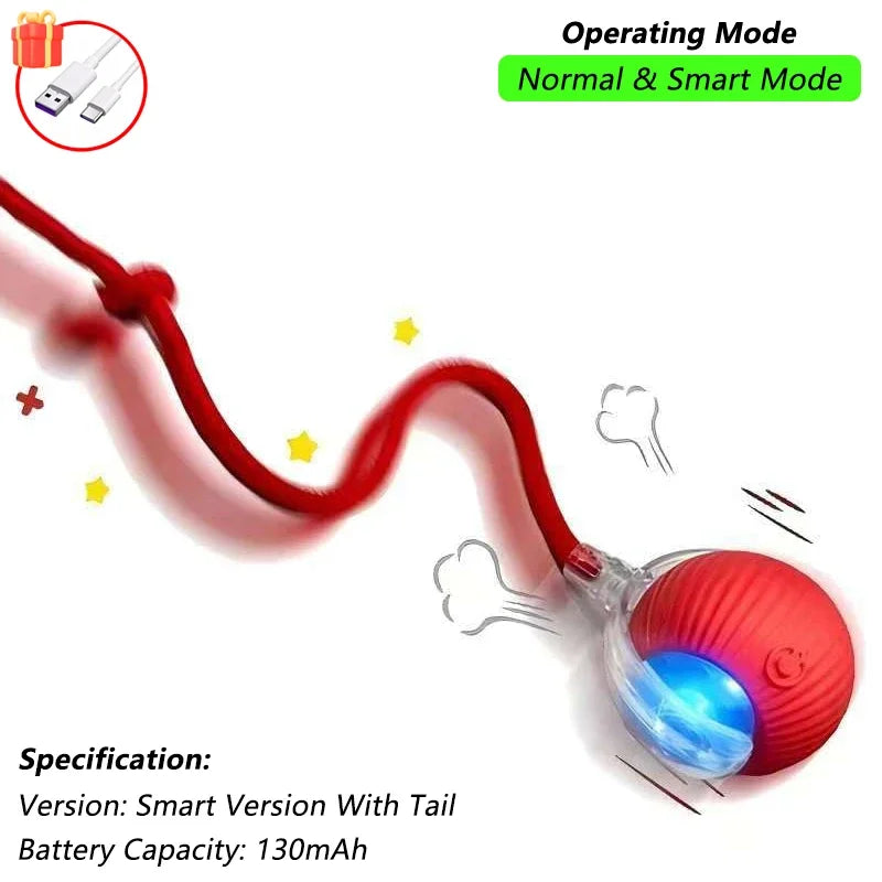 Pawfectly Smart Rolling Ball with Tail — Interactive Rechargeable Cat Toy 🐾🤖