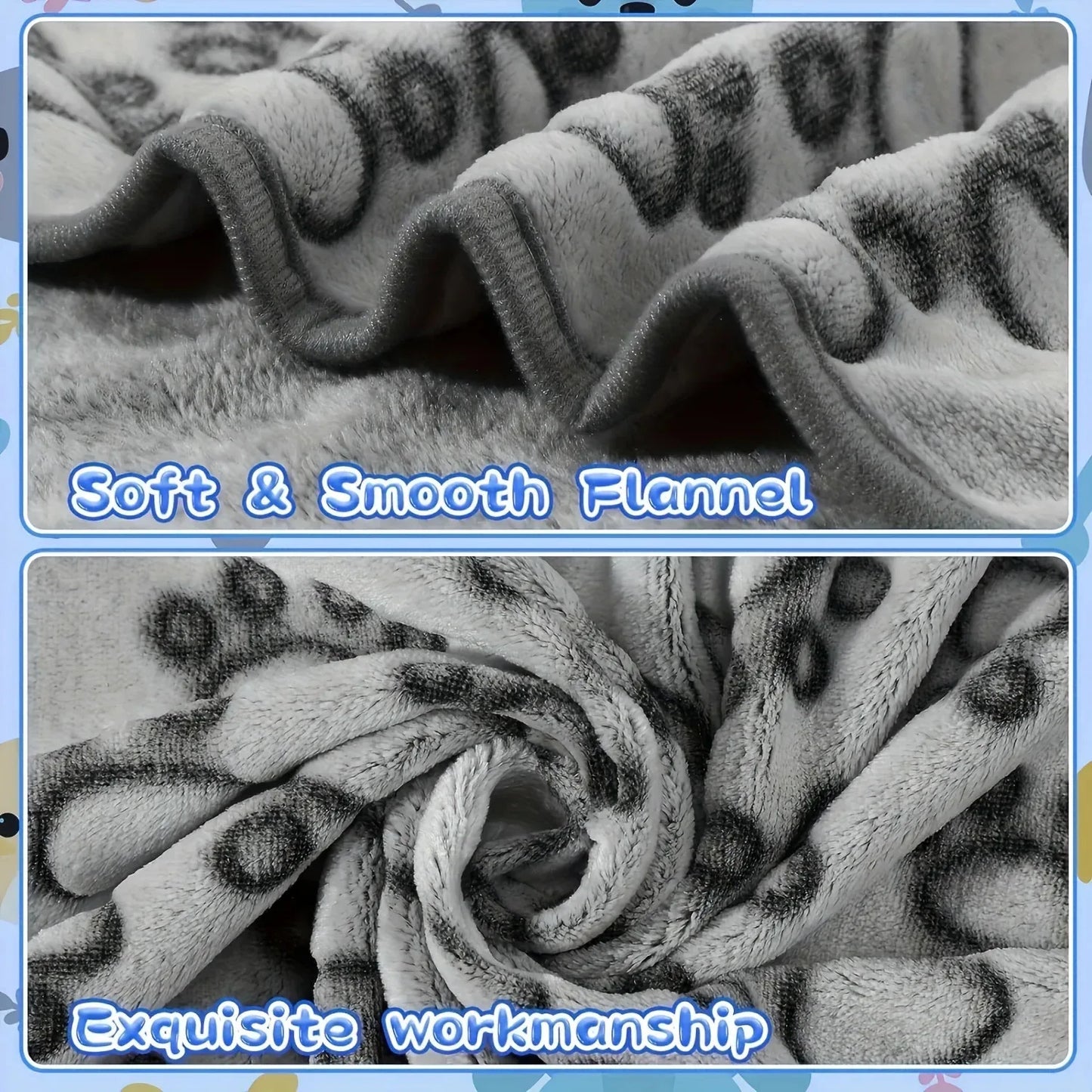 Pawfectly Super-Soft Cotton Pet Blanket with Cute Cartoon Print 🐾🛋️