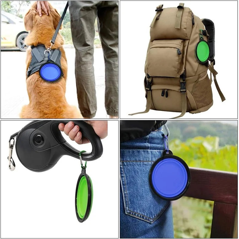 Pawfectly Foldable Silicone Travel Bowl with Carabiner – 2-in-1 Food & Water Dispenser 🐾🍽️